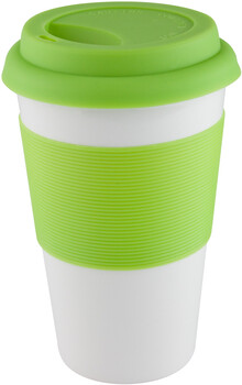 Hrnek se silikonem Soft Touch, limetkov� zelen�, b�l�